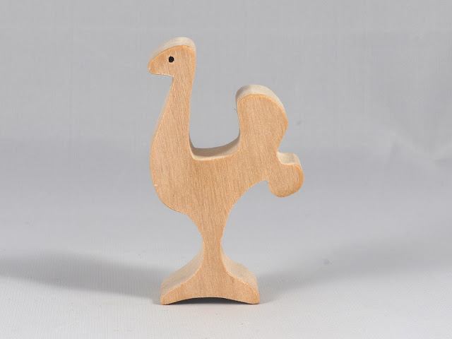 Wood Toy Ostrich Cutout, Handmade Unfinished, Unpainted, Paintable, and Ready To Paint, Freestanding, Noahs Ark Animal Cracker Collection