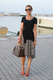 summer outfits, black and white striped dress, DKNY, Fashion and Cookies