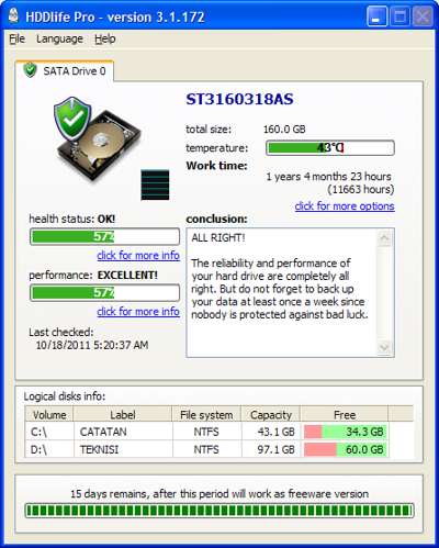 cek hardisk dengan hddlife