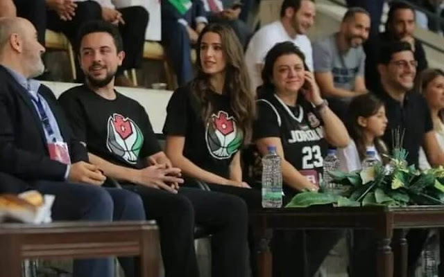 Crown Prince Hussein and his wife Princess Rajwa attended the final match of the 11th King Abdullah International Basketball Cup