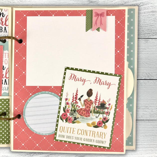 Baby Girl Scrapbook Album page with Mary Mary Quite Contrary