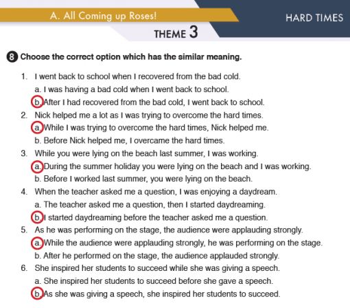 11. Sınıf MEB Yayınları İngilizce Çalışma Kitabı Silver Lining 25. Sayfa Cevapları Hard Times