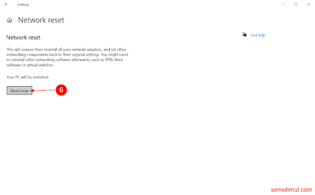 cara reset network connection windows 10
