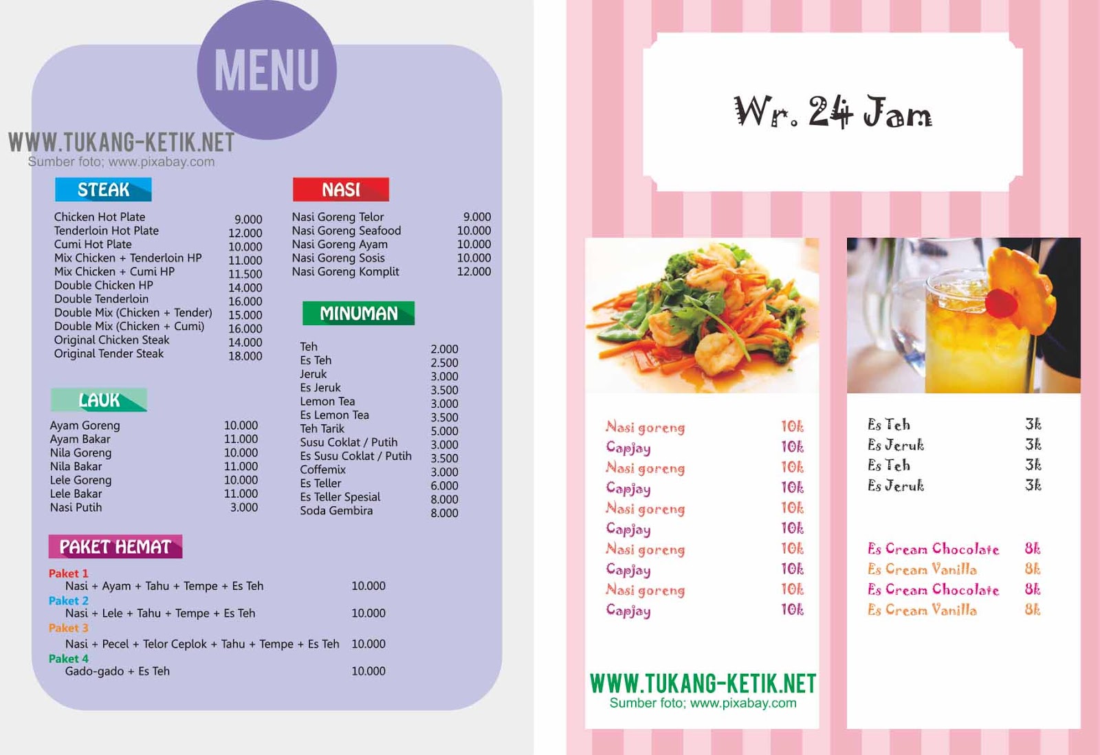  Desain  Menu  Makanan dan Minuman  Flat CorelDraw Gratis 