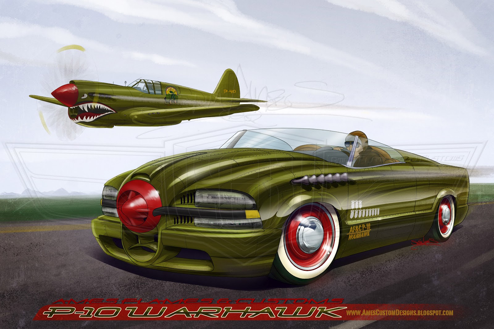 SAM AMES  P 40 Warhawk Meets the Chevy S10