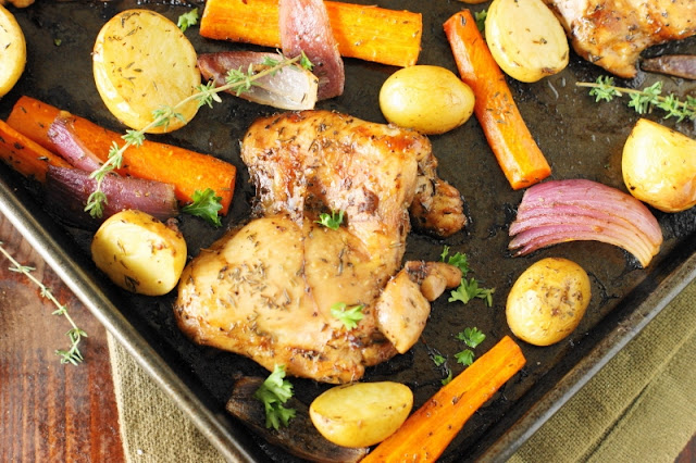 With your chief as well as side roasted inward a unmarried pan Balsamic Chicken Sheet Pan Supper