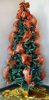 Christmas Tree Decorated with ribbons