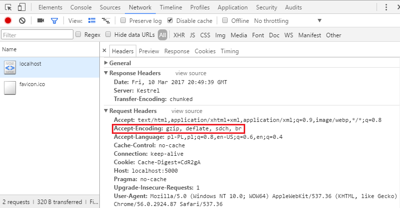Chrome Network Tab - No Response Compression
