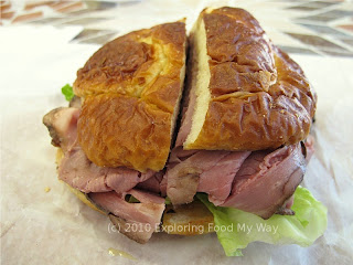 Roasted Beef and Brie Sandwich on Pretzel Bun