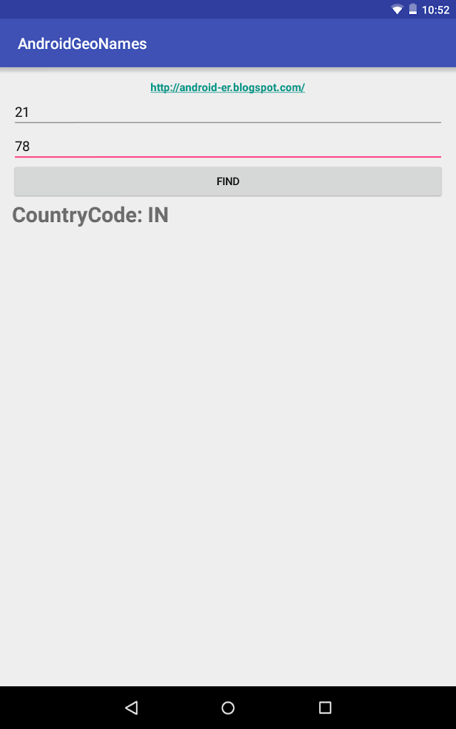 Get ISO country code for the given latitude/longitude, using GeoNames Java Client