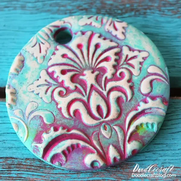 Every one of these damask polymer clay pendants is unique and beautiful!