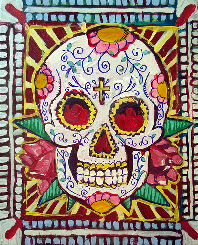  project right now I'm embroidering a huge flowered mexican skull 