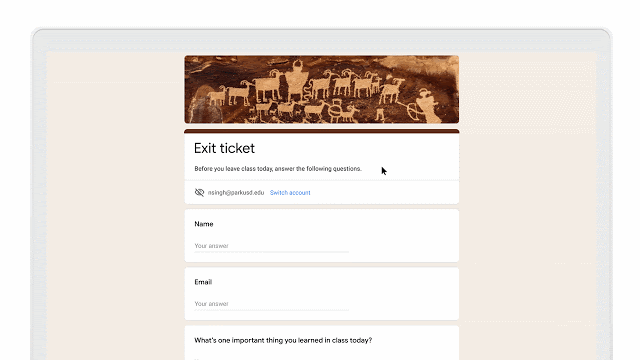 Google Forms Screenshot GIF showing response and the autosave feature