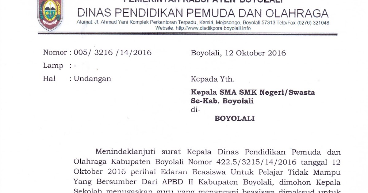 INFO SMA SMK KABUPATEN BOYOLALI: UNDANGAN KOORDINASI 