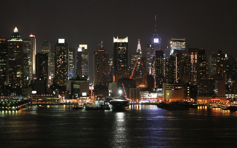 new york skyline at night twin towers. skyline at night; new york