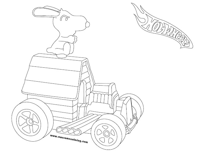 Hot Wheels Snoopy Coloring Page
