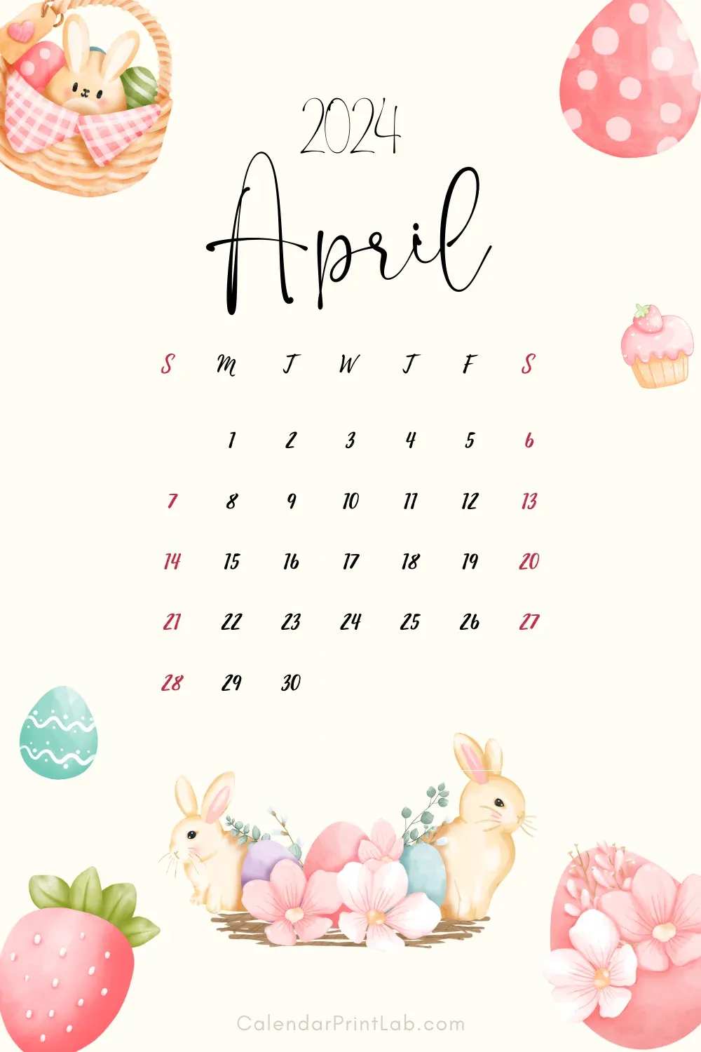 iPhone April 2024 Calendar Wallpaper