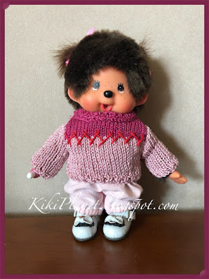 kiki monchhichi doll poupée tricot  knitting handmade fait main pull vêtement