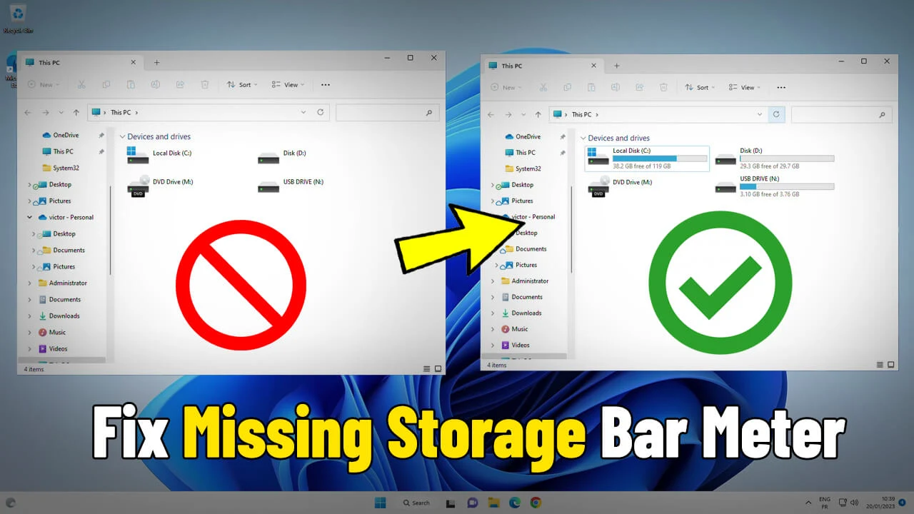 How To Fix Hard disk Drive space usage bar is missing and Not Showing in Windows 11 / 10