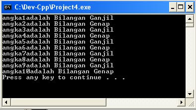 program angka dengan bahasa C++