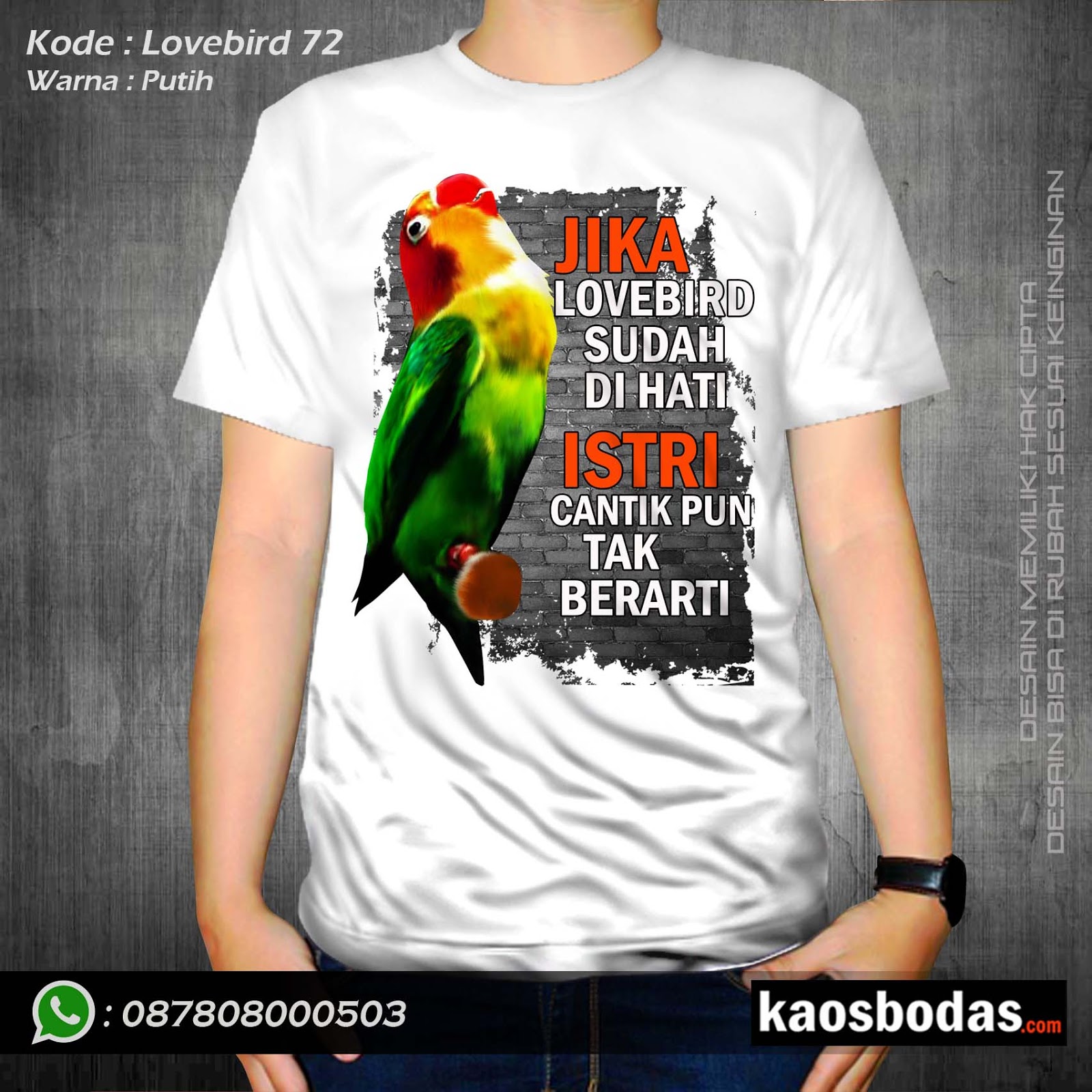 Lovebird 72 WA 087808000503 Supplier Kaos Kicau KUALITAS PREMIUM