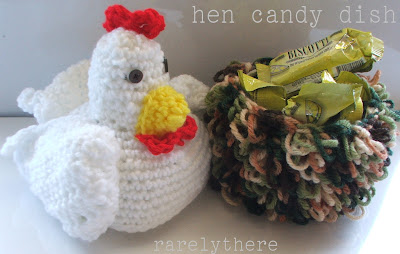 crochet hen candy dish