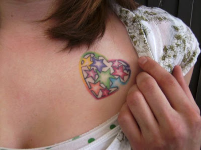 star tattoo, colorful rainbow Tattoo & Piercing