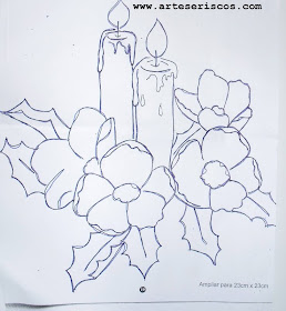 desenho de velas e flores