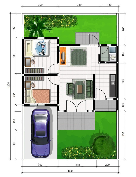 Design Arsitektur Denah  2D Rumah  Sederhana  Design 