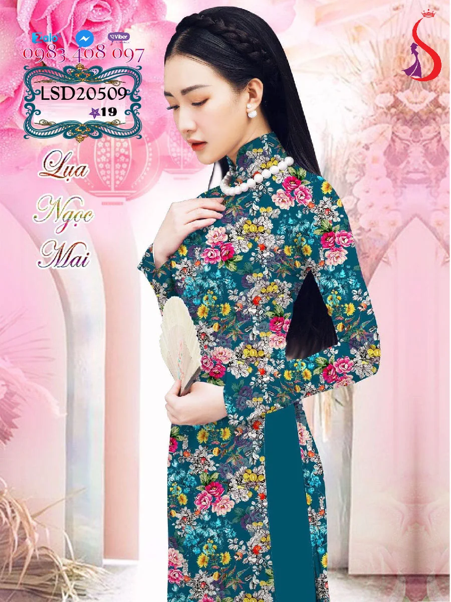 Vóc dáng Rất Xinh Rất Duyên dáng với mẫu áo dài hoa cúc VSD495513