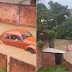 Moradores registram família sendo arrastada por chuva dentro de fusca em Simões Filho
