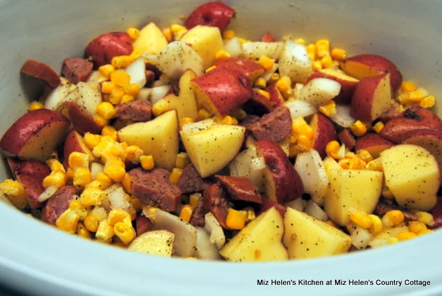 Country Corn, Potato and Sausage Chowder at Miz Helen's Country Cottage