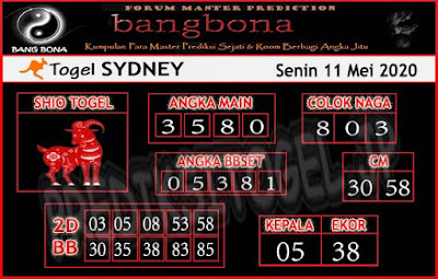 Prediksi Togel Bang Bona Sydney Senin 11 Mei 2020