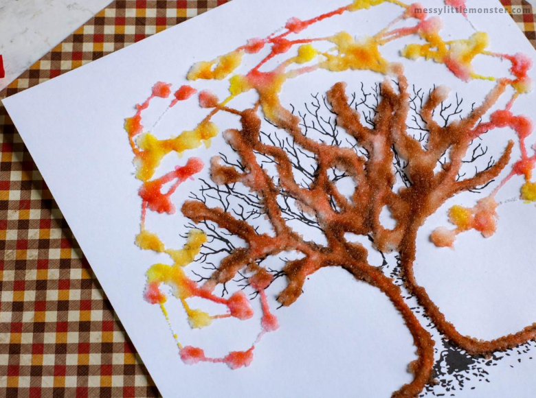 salt painting process art for kids