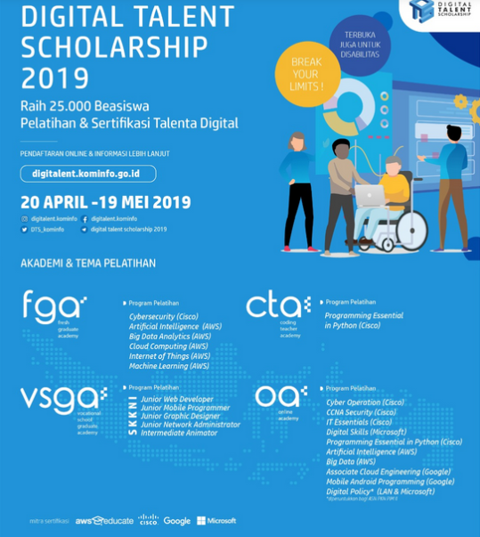 Raih 25.000 Beasiswa Digital Talent Scholarship 2019 Bagi Lulusan SMK, D3, S1/D4, Guru dan Masyarakat Umum