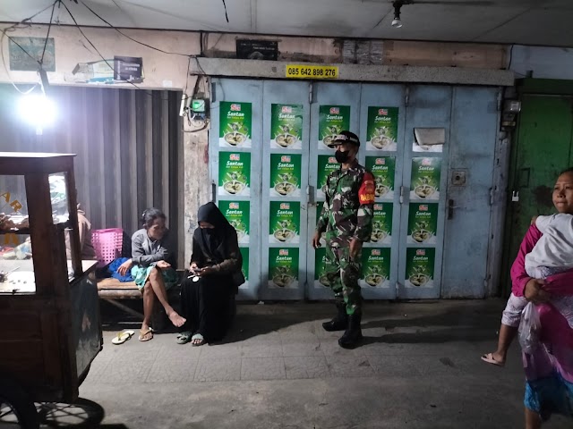 Masih berlangsung PPKM Level 1 Anggota Koramil 12 Bendosari tetap himbau warga waspada.