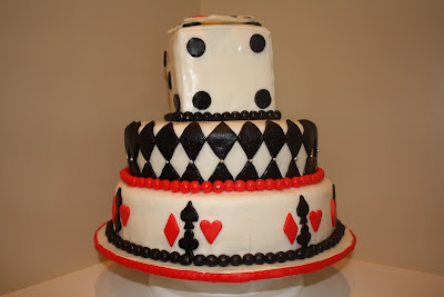 Vegas Themed Wedding on Two Sweet Bakery  Fondant Covered Vegas Themed Wedding Cake  Playing