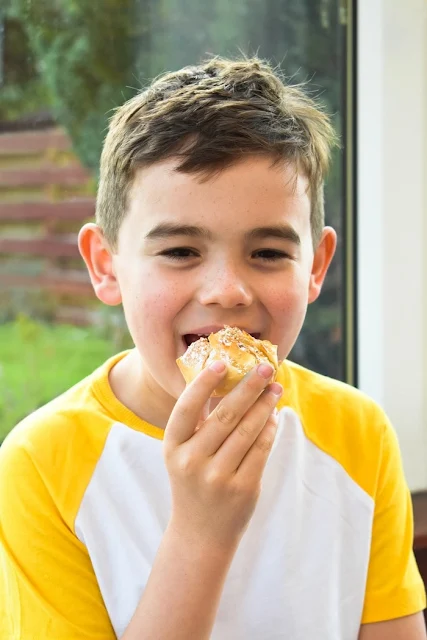 boy eating apple pie