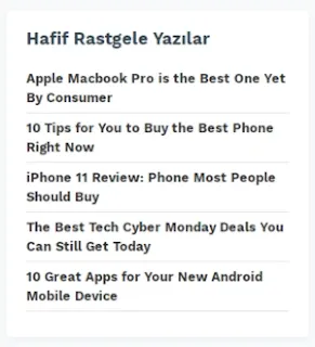 Blogger Hafif Rastgele Yayınlar Widgeti