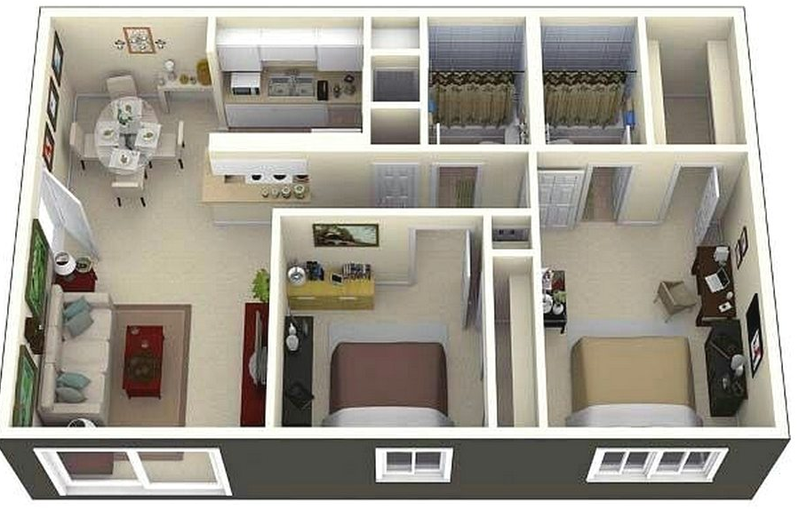 Rancangan Denah Rumah Minimalis 2 Kamar  Beserta Contohnya 
