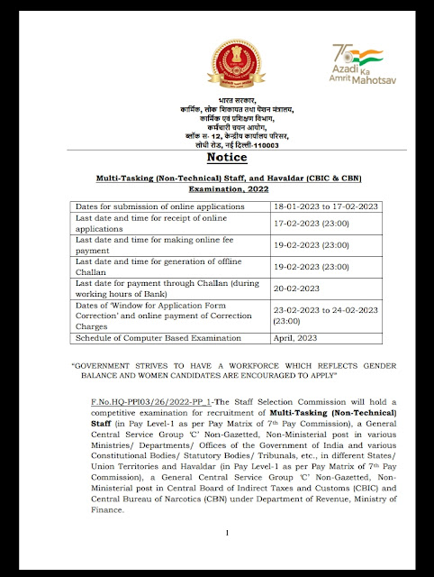 Staff Selection Commission New Notification