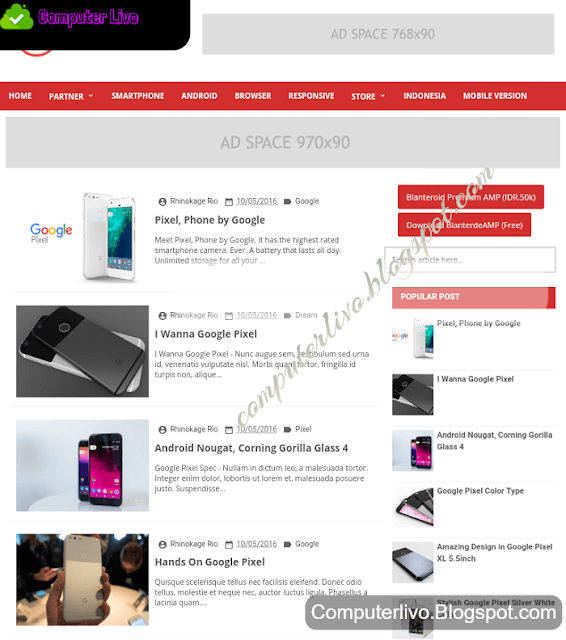Blanterde AMP Blogger Template