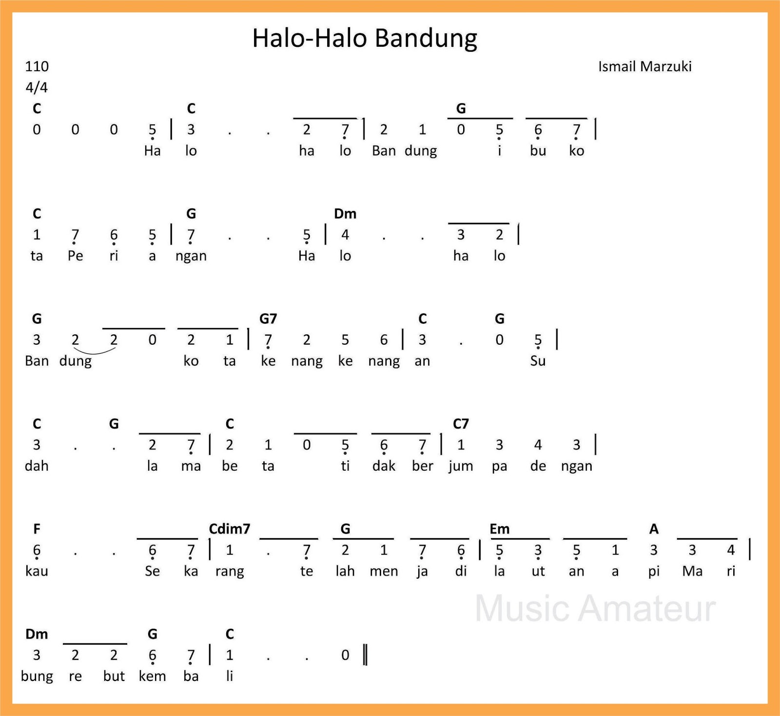 Not Angka Halo-Halo Bandung - SEPUTAR MUSIK