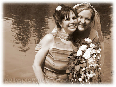 bride and sister in sepia