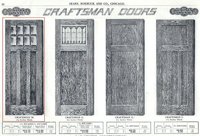 Sears Craftsman style doors offered in Sears Building Supplies catalog 1918