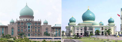 Perdana Putra, Putrajaya, Malaysia dengan Masjid Agung An-Nur, Riau 