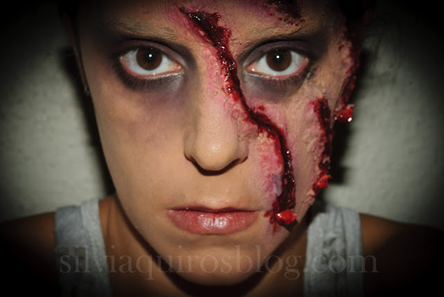 Maquillaje Halloween 11: Arañazo en la cara, Halloween Make-up 11: Scratched face , efectos especiales, special effects, Silvia Quirós