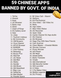 List of chinese apps banned by indian govt. Tikok uc shareit
