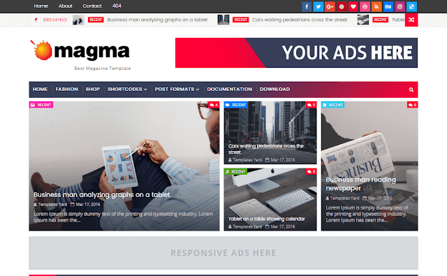 Download Template Blogger Magma Responsive Magazine v2.0 Premium Gratis