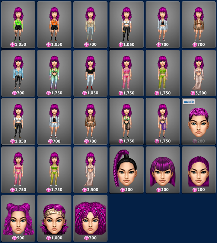 Ibiza Female Outfits and Hairstyles in 7 Seas Casino